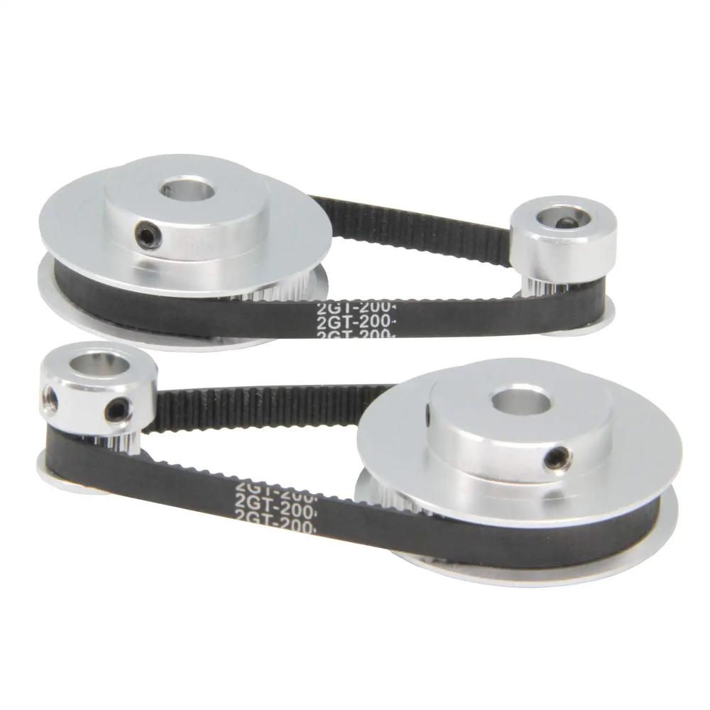 Lot de 2 pièces de poulies synchrones GT2 en aluminium, 20 et 60 dents, alésage 8 mm, avec 2 courroies de 200 mm de longueur et 6 mm de largeur (20-60T-8B-6).
