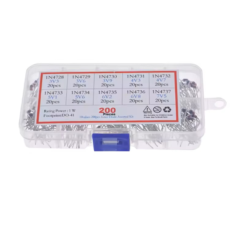 Boîte de 200 pièces de Diodes Zener ,composants avec 10 types traversantes 1W (1N4728~1N4737) 