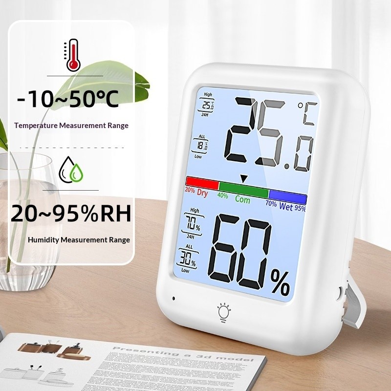 Thermomètre et hygromètre électroniques LCD avec affichage lumineux, mesureur sec/humide, utilisation intérieure/extérieure, modèle D4